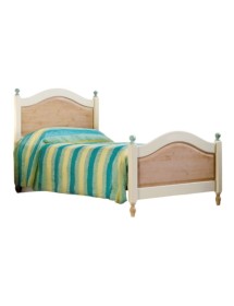 MOBILI 2G - LETTO SINGOLO ARTE POVERA LEGNO SHABBY VERDE E MIELE 98x212x111 (2230) vista frontale