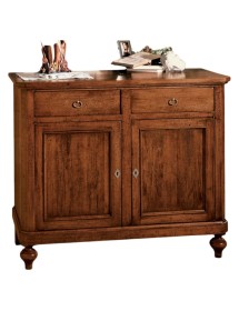 MOBILI 2G - CREDENZA 2 PORTE IN LEGNO NOCE ARTE POVERA 112x49x98 (1100) vista frontale