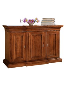 MOBILI 2G - CREDENZA 3 PORTE CORPO AVANZATO LEGNO NOCE ARTE POVERA 175x52x110 (603) vista frontale