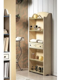 MOBILI 2G - LIBRERIA 5 RIPIANI LEGNO SHABBY AVORIO FILO VERDE 70X24X171 (1326) vista frontale