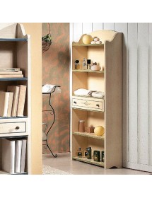 MOBILI 2G - LIBRERIA 5 RIPIANI LEGNO SHABBY AVORIO FILO VERDE 70X24X171 (1326) vista frontale