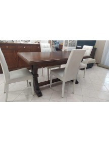 MOBILI 2G - Set tavolo fratino 160X85 180x85 180x100 arte povera allungabile con 6 sedie legno seduta legno vista frontale