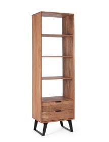 MOBILI 2G - LIBRERIA INDUSTRIAL LEGNO/ACCIAIO 2 CASSETTI L.58 P.40 H.195