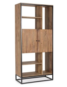 MOBILI 2G - LIBRERIA INDUSTRIAL LEGNO/ACCIAIO 2 PORTE L.88 P.40 H.194