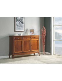 MOBILI 2G - Madia credenza arte povera 3 porte 3 cassetti tinta legno 154x42x102 (1266) vista frontale