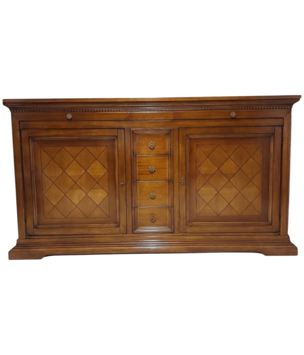 MOBILI 2G - MADIA CREDENZA 2 PORTE IN LEGNO TINTA NOCE L.210 P.53 H. 115