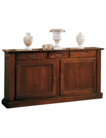 MOBILI 2G - MADIA CREDENZA ARTE POVERA 2 PORTE IN LEGNO TINTA NOCE  L.196 P.50 H.104