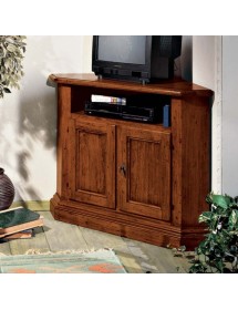 MOBILI 2G - PORTA TV AD ANGOLO IN LEGNO MASSELLO ARTE POVERA 73X73